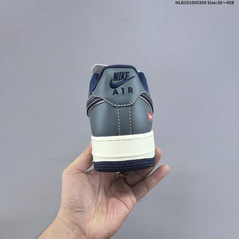 Nike Air Force 1 07 Grey Navy Off White Red EU 36-45 Sneaker - Unisex (BS-61404)