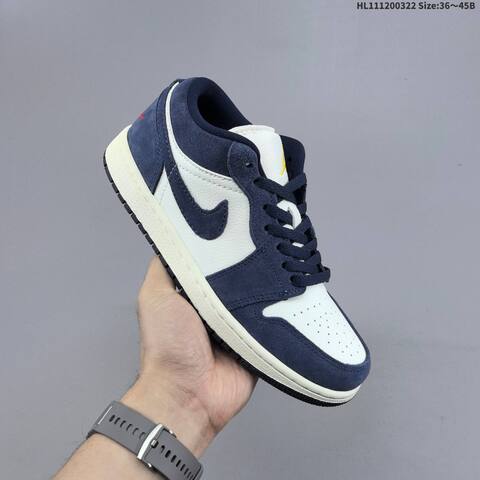 Air Jordan 1 Low Obsidian Suede AIR JORDAN 1 Aj1 Lifestyle (BS-66465)