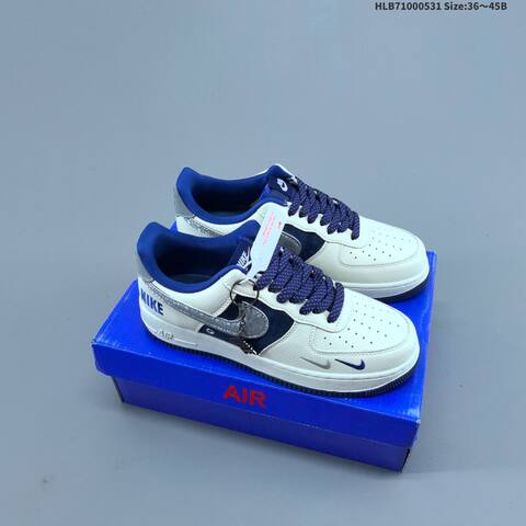 Nike Air Force 1 07 Low Off White Navy Blue Silver EU 36-45 Sneaker - Unisex (BS-60046)