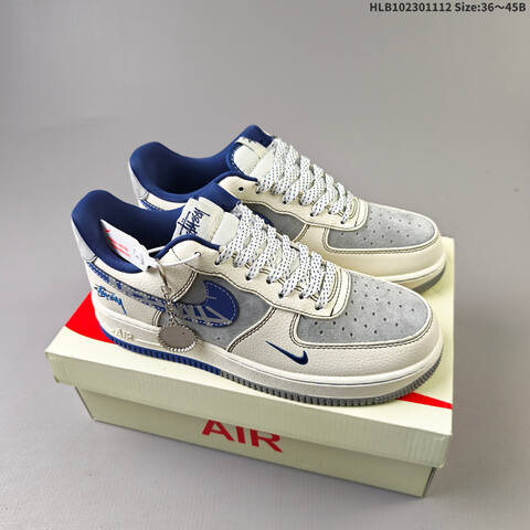 Nike Air Force 1 07 LV8 Off White Blue Grey EU 36-45 Sneaker - Unisex (BS-63848)