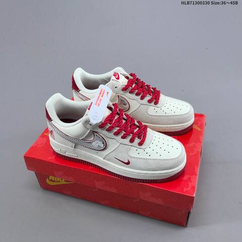 Nike Air Force 1 07 Low Off White Red Silver Burgundy Black EU 36-45 Sneaker - Unisex (BS-61023)