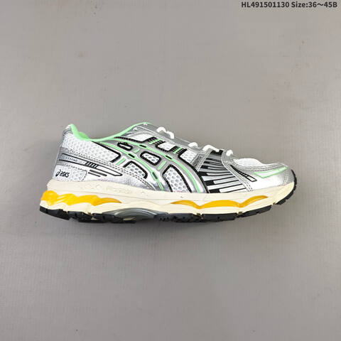 ASICS Gel-Kayano 12 1 Silver White Green Yellow EU 36-45 Running Shoe Running Sneakers - Unisex (BS-69206)