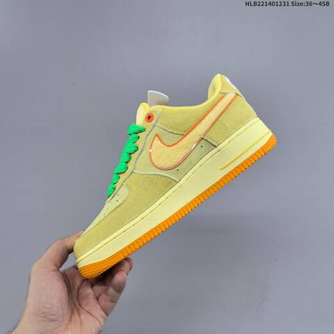 Nike Air Force 1 Low Khaki Bright Green Pale Yellow Orange EU 36-45 Sneaker - Unisex (BS-62303)