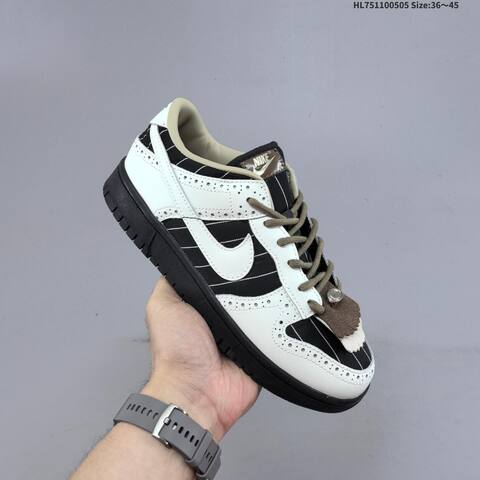 Nike SB Dunk Low White Black Brown Beige EU 36-45 Skate Shoe - Unisex (BS-60499)
