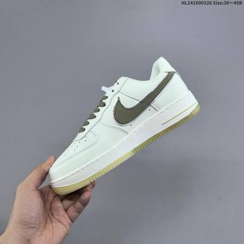 Nike Air Force 1 Low Off White Olive Green Silver Pale Yellow EU 36-45 Sneaker - Unisex (BS-61127)