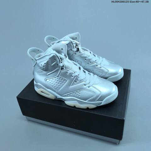 PSG x Air Jordan 6 Retro Paris Silver Metallic AIR JORDAN 6 Aj6 Lifestyle (BS-66835)