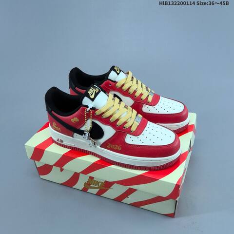 Nike Air Force 1 Low Red White Black Gold Pale Yellow EU 36-45 Sneaker - Unisex (BS-61993)