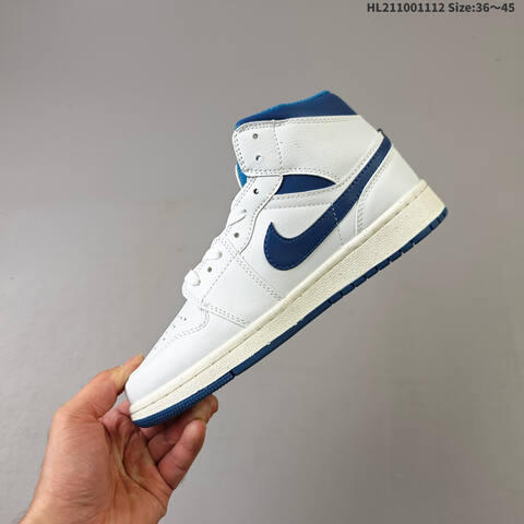 Air Jordan 1 Mid White Blue AIR JORDAN 1 Aj1 1 Swo Lifestyle (BS-67839)