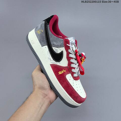 Nike Air Force 1 07 Low Red White Gray Black EU 36-45 Sneaker - Unisex (BS-61967)