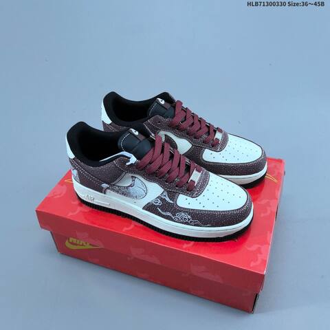 Nike Air Force 1 07 Low Off White Red Silver Burgundy Black EU 36-45 Sneaker - Unisex (BS-61023)