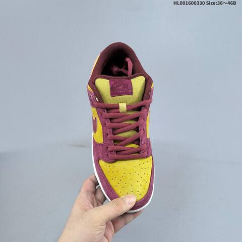 Nike SB Dunk Low Dark Team Red Sequoia Burgundy Yellow Sail Dark Navy EU 36-46 Skate Shoe - Unisex (BS-61032)