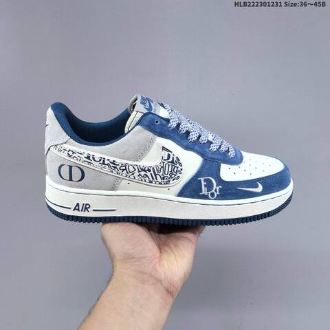 Nike Air Force 1 07 Black White Gray Blue EU 36-45 Skate Shoe - Unisex (BS-62302)