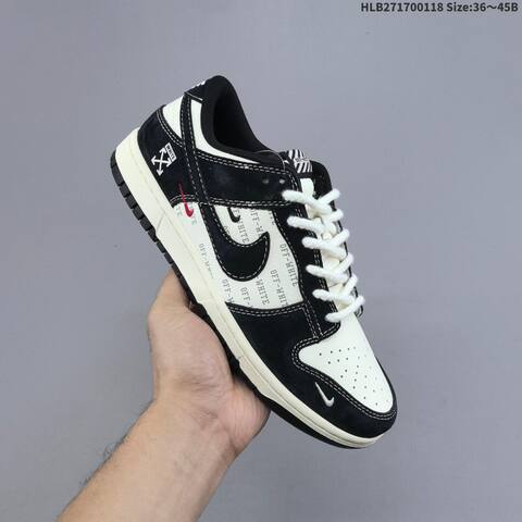Nike SB Dunk Low Off White Custom Black Off White Red EU 36-45 Skate Shoe - Unisex (BS-61935)