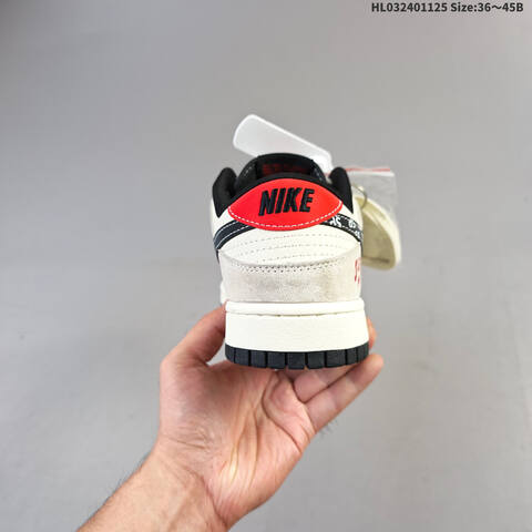 Nike SB Dunk Low Supreme Light Grey Black Red White EU 36-45 Skate Shoe - Unisex (BS-63114)