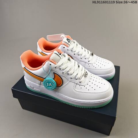 Nike Air Force 1 07 White Orange Light Green EU 36-45 Sneaker - Unisex (BS-63441)