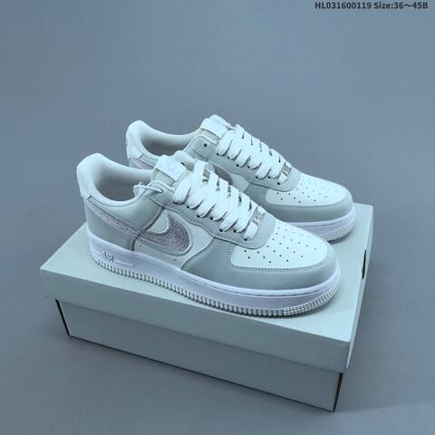 Nike Air Force 1 Low Light Grey White Silver EU 36-45 Sneaker - Unisex (BS-61885)