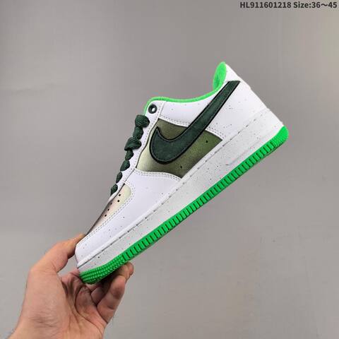 Nike Air Force 1 Low White Dark Green Metallic Green Orange EU 36-45 Sneaker - Unisex (BS-62585)