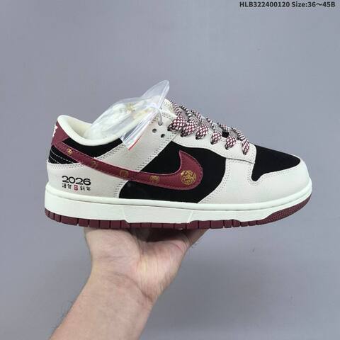 Nike Dunk Low Retro DIY Sail Black Burgundy White EU 36-45 Skate Shoe - Unisex (BS-61868)