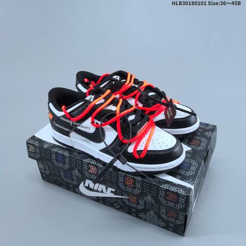Nike SB Dunk Low Pro Black White Bright Orange EU 36-45 Skate Shoe - Unisex (BS-62269)