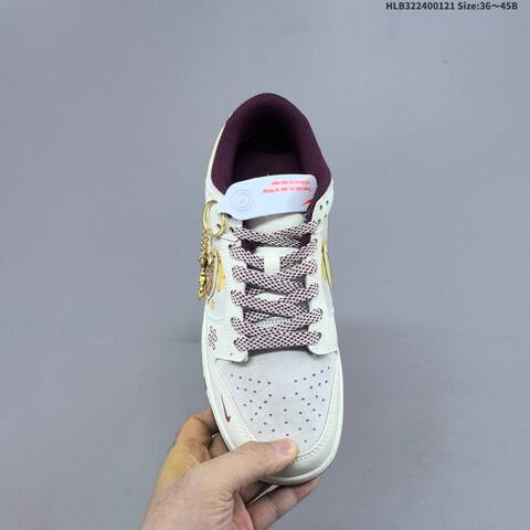Nike Dunk Low Beige Burgundy Gold White EU 36-45 Skate Shoe - Unisex (BS-61848)