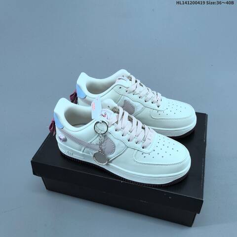 Nike Air Force 1 Low Off White Light Pink Light Blue Dark Brown EU 36-40 Sneaker - Unisex (BS-60646)