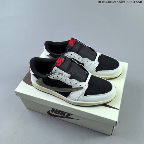 Travis Scott x Air Jordan 1 Low Medium Olive 5 0 AIR JORDAN 1 Aj1 Lifestyle (BS-67431)