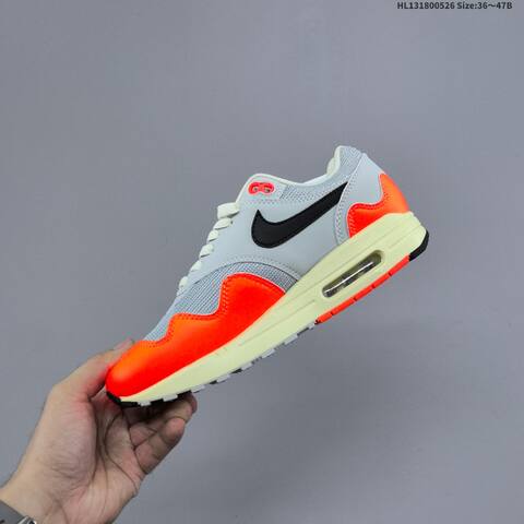 Nike Air Max 1 Grey White Bright Orange Cream Black EU 36-47 Sneaker - Unisex (BS-60127)