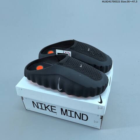 Nike Mind 001 Black White Silver Orange EU 36-47 5 Slides - Unisex (BS-61207)