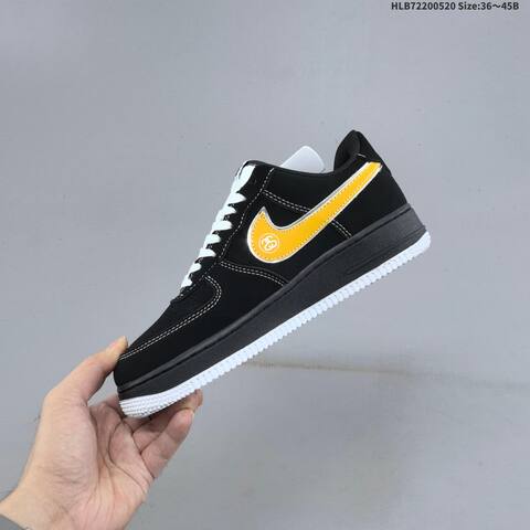 Nike Air Force 1 07 Low Stussy Black Yellow White EU 36-45 Sneaker - Unisex (BS-60244)