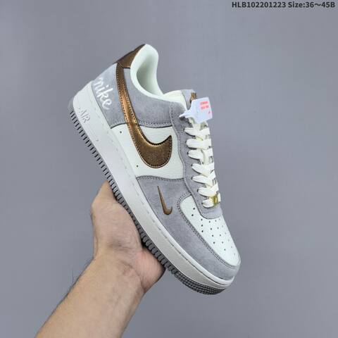 Nike Air Force 1 Low Grey White Bronze Off White Black EU 36-45 Sneaker - Unisex (BS-62501)