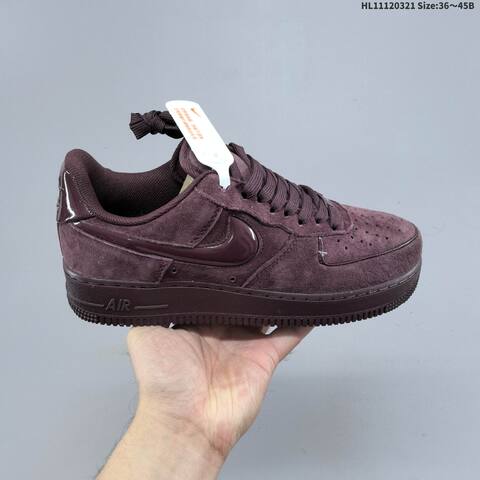 Nike Air Force 1 07 Black Grey White Burgundy Gold EU 36-45 Sneaker - Unisex (BS-61214)