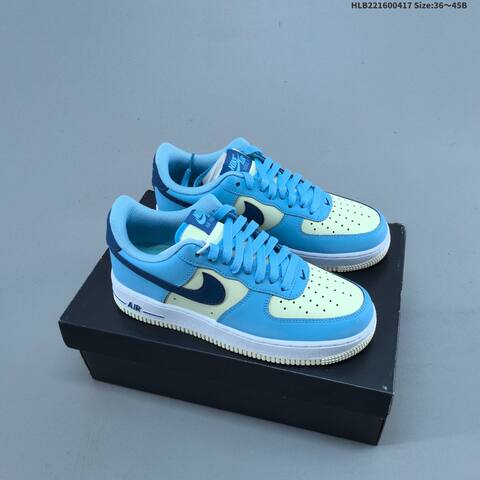Nike Air Force 1 07 Low Light Blue Pale Yellow Navy White EU 36 45 Sneaker EU 36-45 - Unisex (BS-60673)