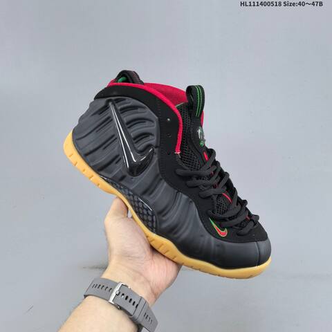 Nike Air Foamposite Pro Black Red Green Gum EU 40-47 Basketball Shoe - Men's (BS-60278)