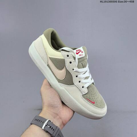 Nike SB Force 58 Light Olive Cream Beige Red White EU 36-45 Skate Shoe - Unisex (BS-60477)