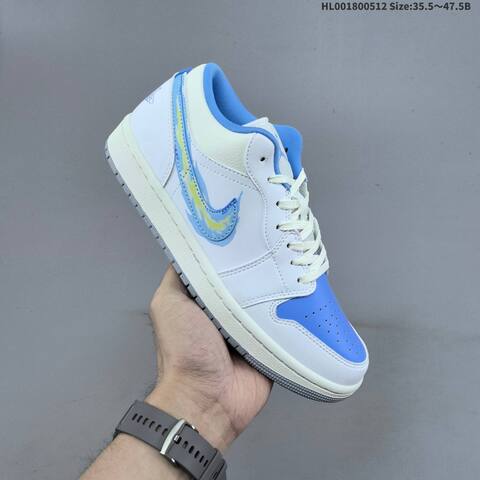 Jordan Air Jordan 1 Low White Blue Sail Yellow Grey EU 35 5-47 5 Sneaker - Unisex (BS-60396)