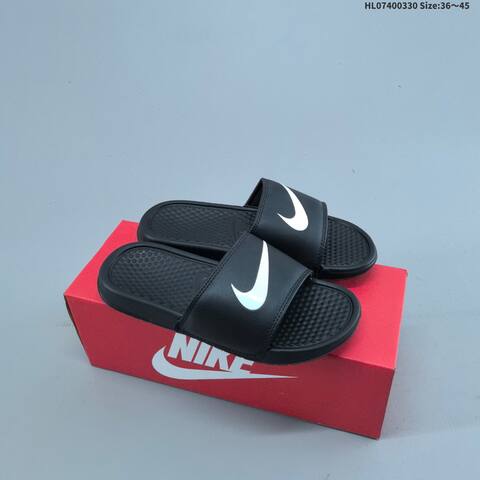 Nike Benassi Swoosh White Black EU 36-45 Slides - Unisex (BS-61038)