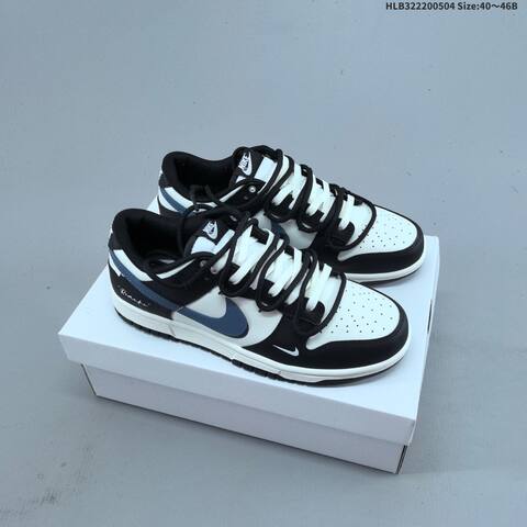 Nike SB Dunk Low Retro DIY Remake Black White Slate Blue EU 40-46 Skate Shoe - Men's (BS-60528)