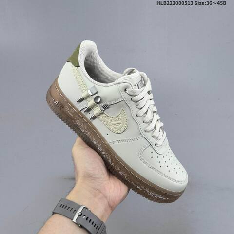 Nike Air Force 1 07 Light Beige Olive Green Gum Brown EU 36-45 Sneaker - Unisex (BS-60346)