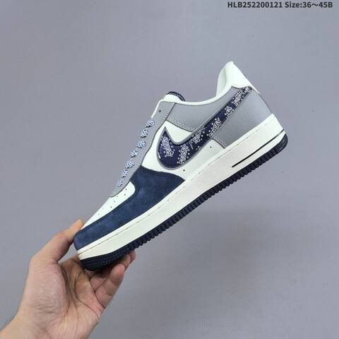 Nike Air Force 1 07 LV8 White Navy Blue Grey Red EU 36-45 Sneaker - Unisex (BS-61855)