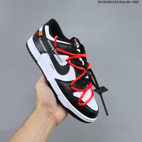 Nike SB Dunk Low Pro Custom Black White Bright Orange EU 36-46 Skate Shoe - Unisex (BS-62376)