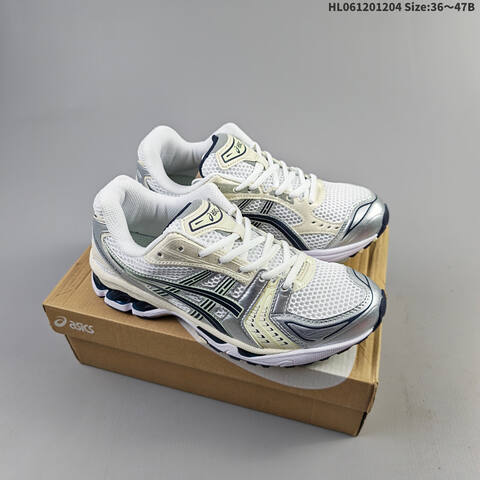 Asics Gel-Kayano 14 JJJJound White Silver Cream Black EU 36-47 Running Shoe Running Sneakers - Unisex (BS-69184)