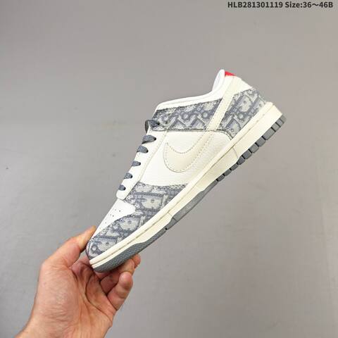 Nike Dunk Low Off White Grey Red EU 36-46 Skate Shoe - Unisex (BS-63433)