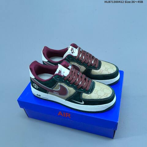 Nike Air Force 1 Low Black Burgundy White Dark Green Beige EU 36-45 Sneaker - Unisex (BS-60787)