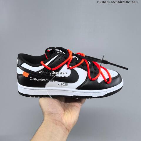 Nike SB Dunk Low Pro Custom Black White Bright Orange EU 36-46 Skate Shoe - Unisex (BS-62376)