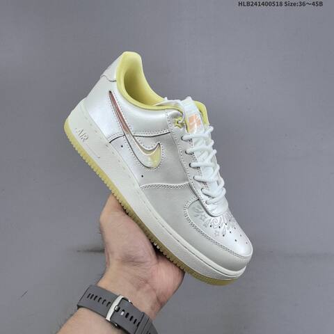 Nike Air Force 1 07 Metallic Silver Pale Yellow White EU 36-45 Sneaker - Unisex (BS-60284)