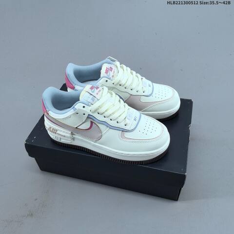 Nike WMNS Air Force 1 Shadow Off White Light Blue Pink Dark Brown EU 35 5-42 Sneaker - Unisex (BS-60394)