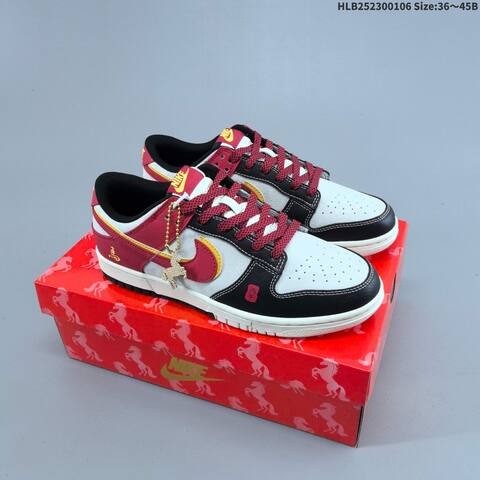 Nike SB Dunk Low Retro DIY Year Of The Horse Off White Black Red EU 36-45 Skate Shoe - Unisex (BS-62210)