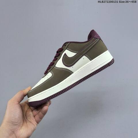Nike Air Force 1 07 LV8 Olive Burgundy White Black EU 36-45 Sneaker - Unisex (BS-61613)