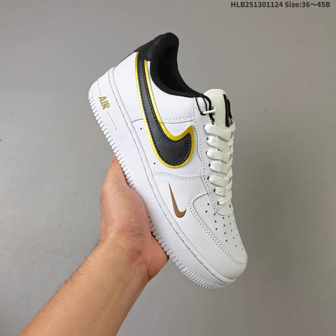 Nike Air Force 1 07 White Black Gold EU 36-45 Sneaker - Unisex (BS-63130)