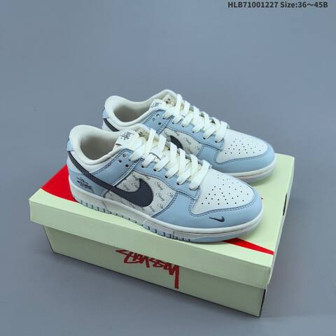 Nike SB Dunk Low Stussy Sail Light Blue Dark Grey EU 36-45 Skate Shoe - Unisex (BS-62382)